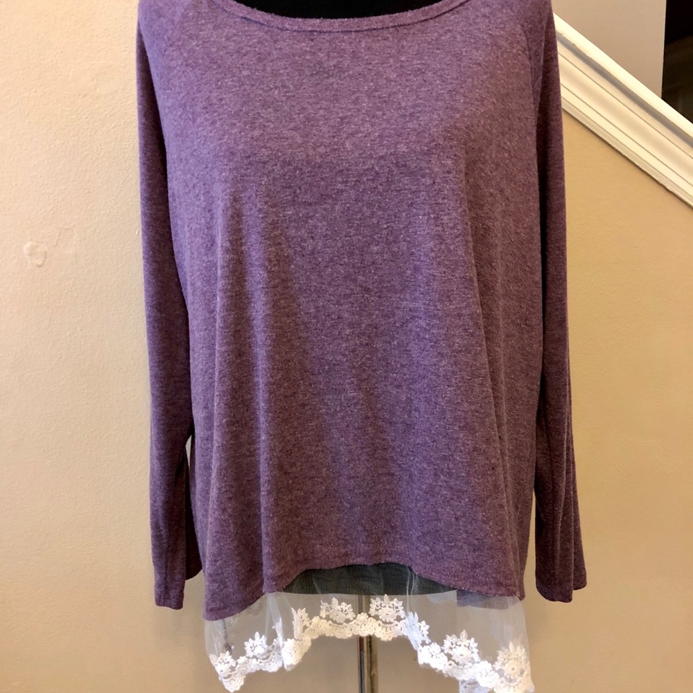 Lace Trimmed Flowy Sweater